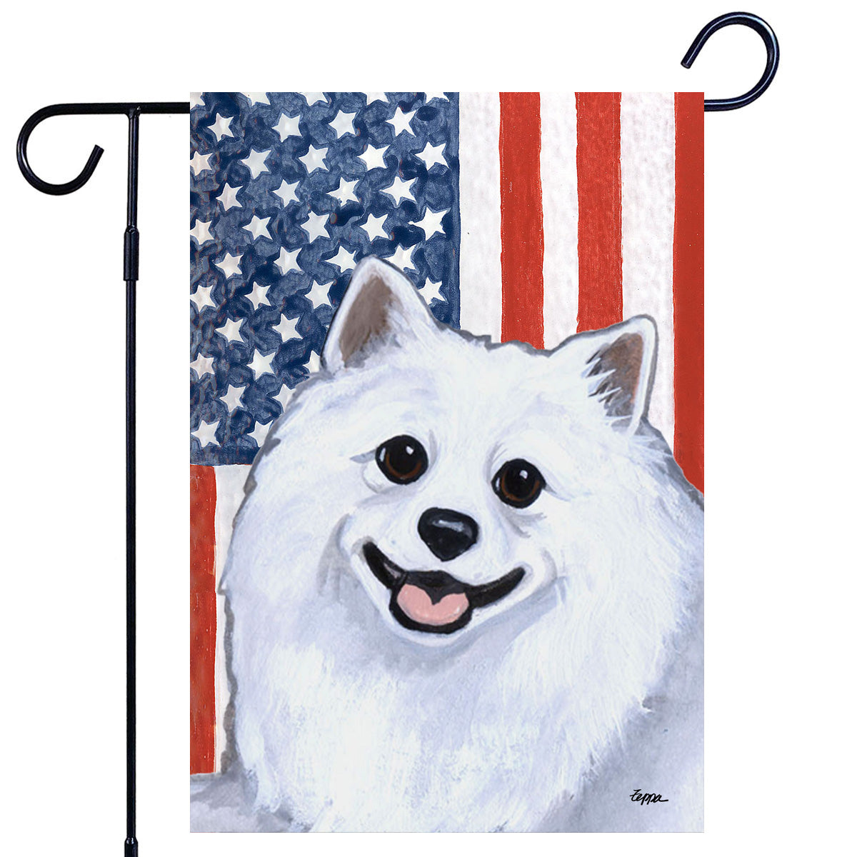 American Eskimo Dog Americana Garden Flag