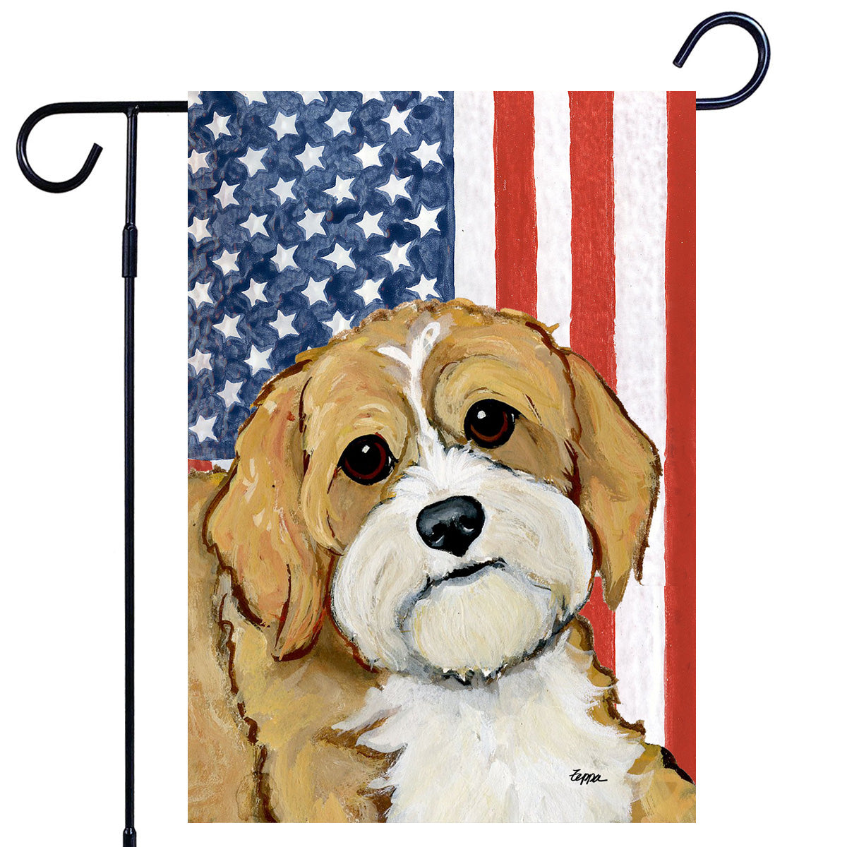 Cavapoo Americana Garden Flag