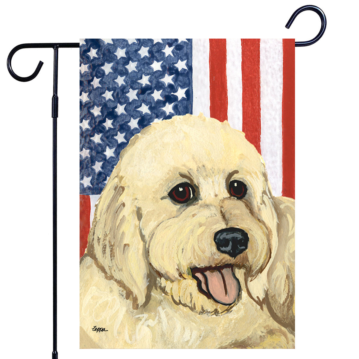 Golden Doodle Americana Garden Flag