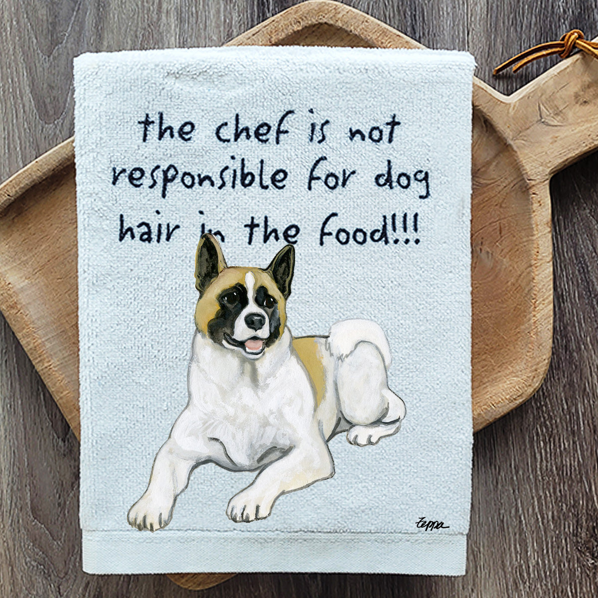 Pawsitively Adorable Akita Lying Down Kitchen Towel