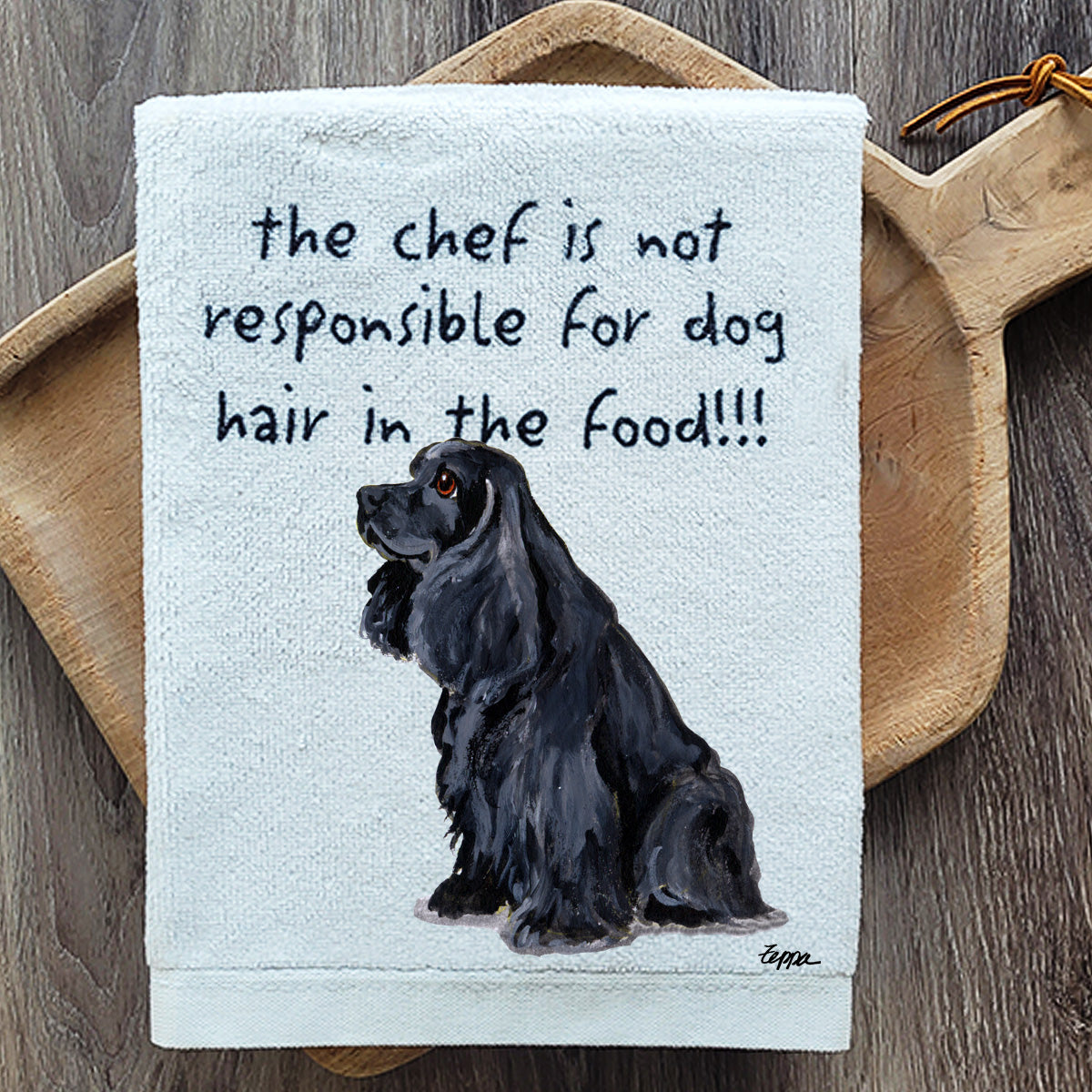 Pawsitively Adorable Black American Cocker Spaniel Kitchen Towel