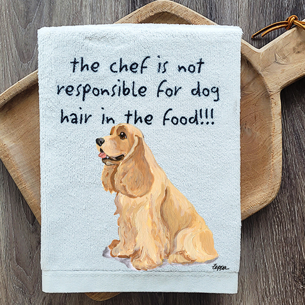 Pawsitively Adorable Blonde American Cocker Spaniel Kitchen Towel