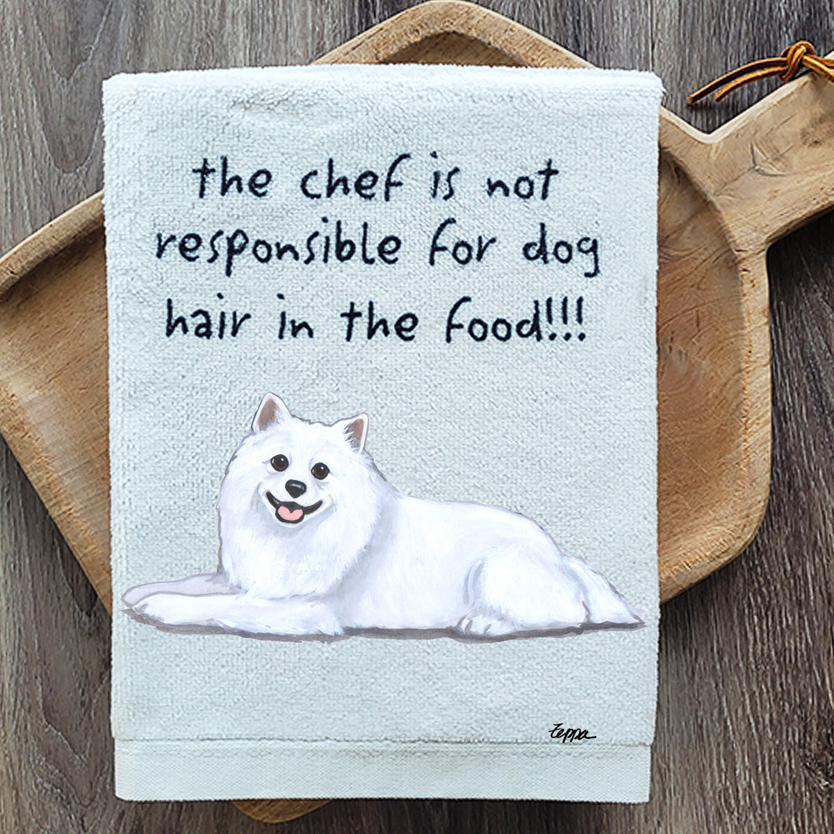 Pawsitively Adorable American Eskimo Kitchen Towel