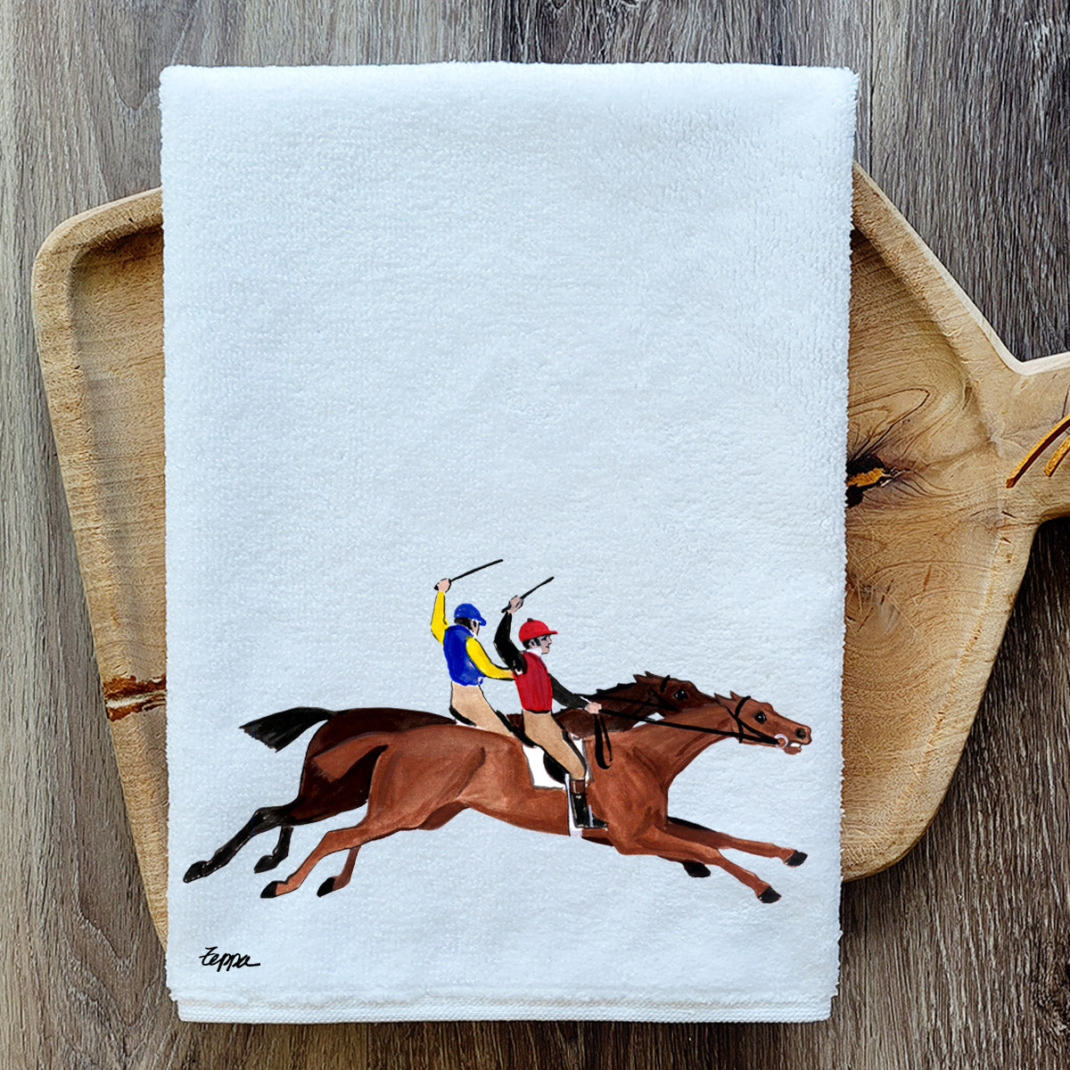 Antique Racehorses Kitchen Towel