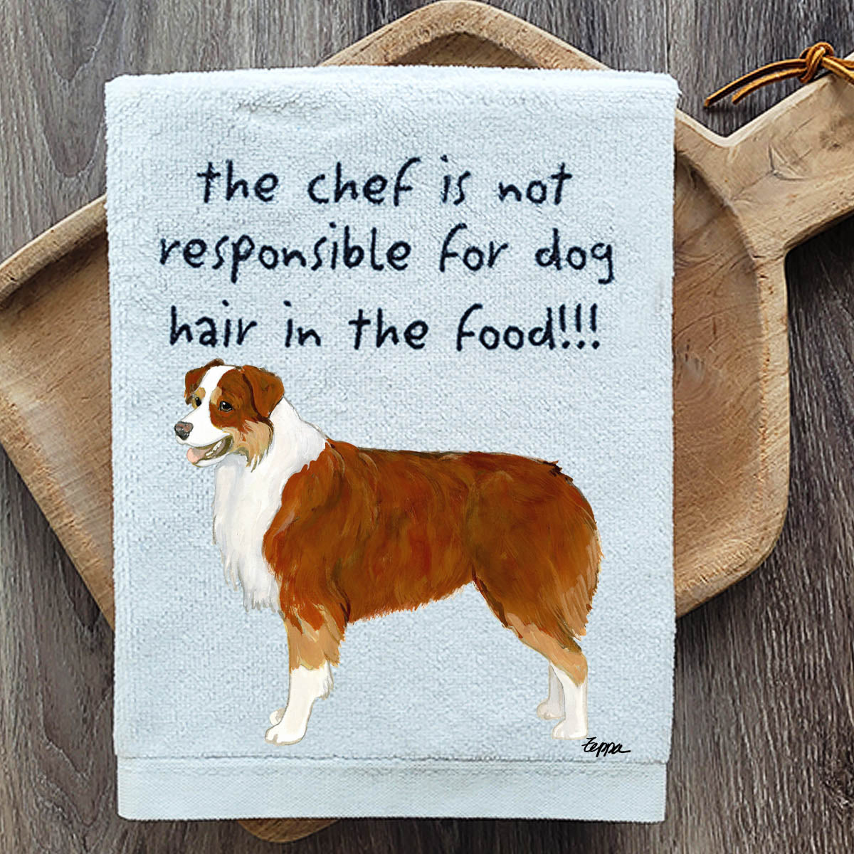 Pawsitively Adorable Red Australian Shepherd Kitchen Towel