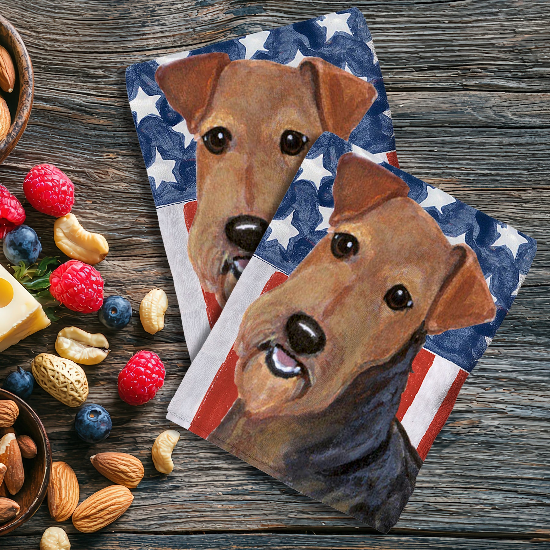 Airedale Terrier Americana Kitchen Towels