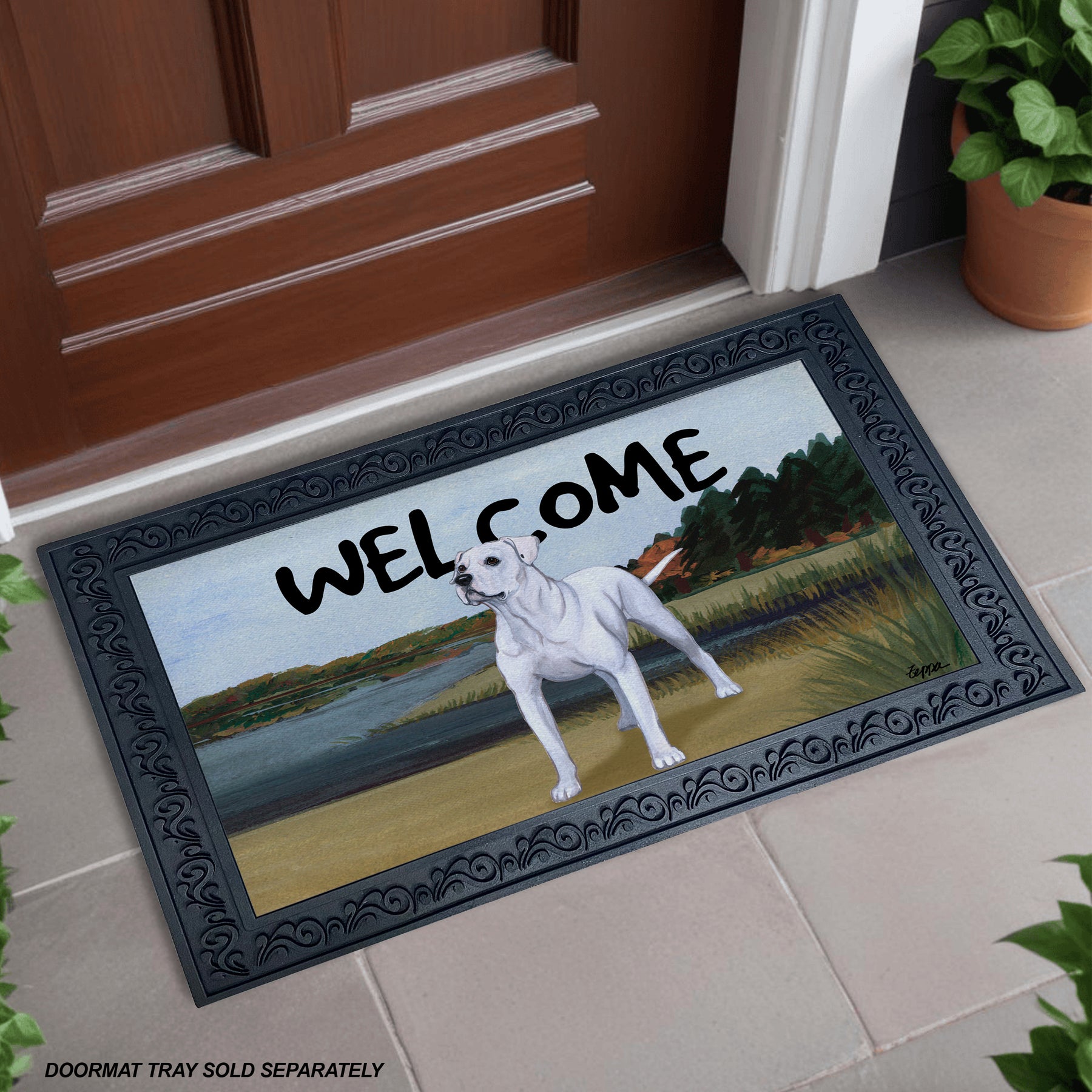 American Bulldog Scenic Welcome Mat