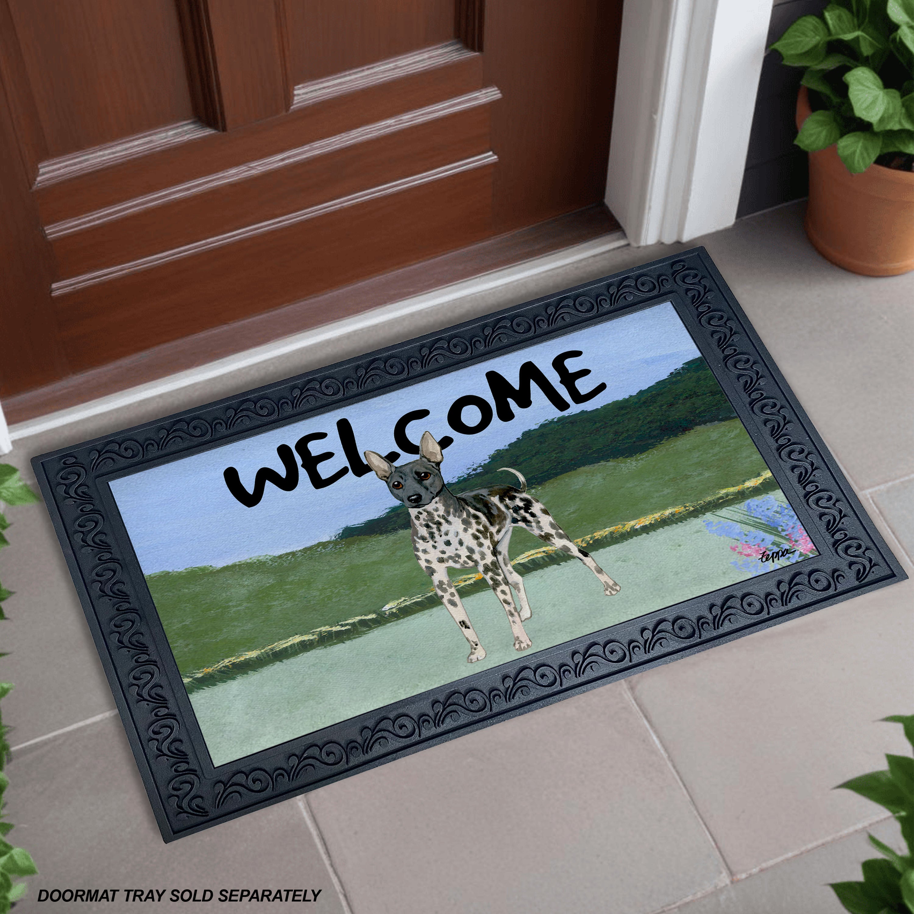 American Hairless Terrier Scenic Welcome Mat