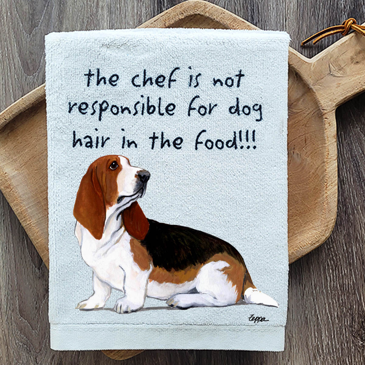Pawsitively Adorable Basset Hound Kitchen Towel