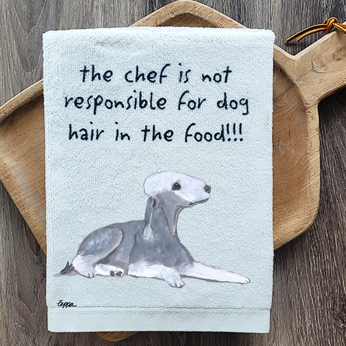 Pawsitively Adorable Bedlington Terrier Kitchen Towel