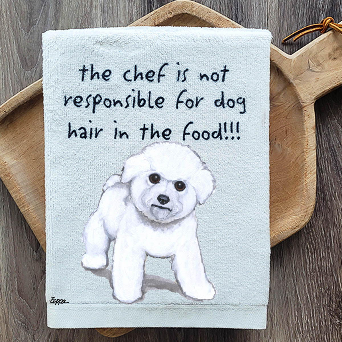 Pawsitively Adorable Bichon Frise Puppy Kitchen Towel
