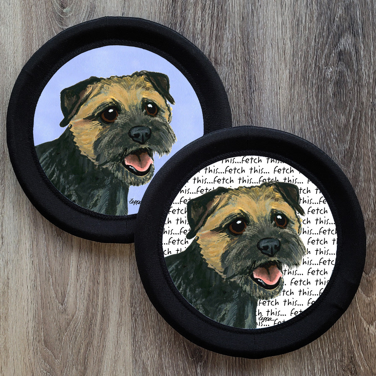 Black and Tan Border Terrier FotoFrisby Flying Disk Dog Toy