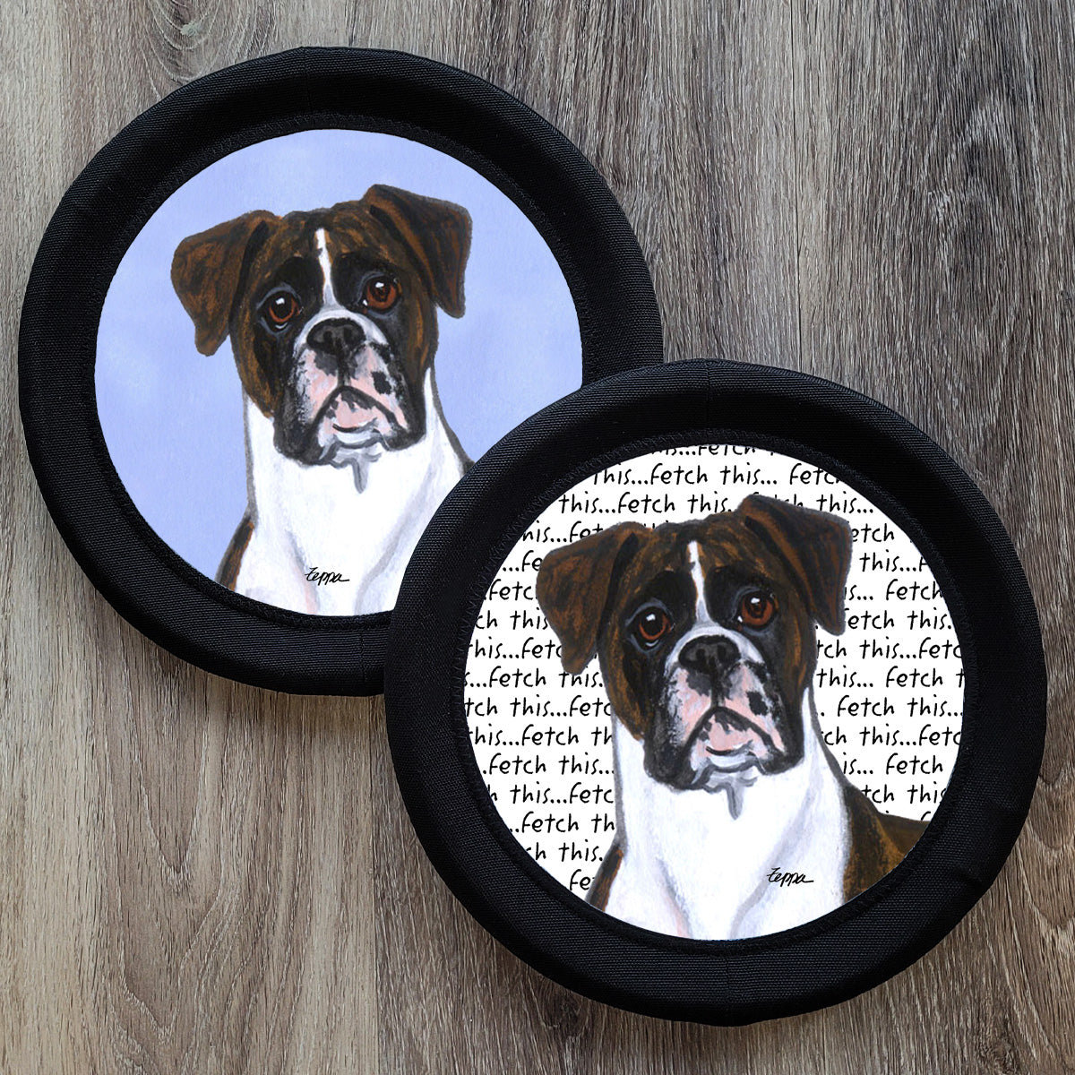 Brindle Boxer Natural Ears FotoFrisby Flying Disk Dog Toy