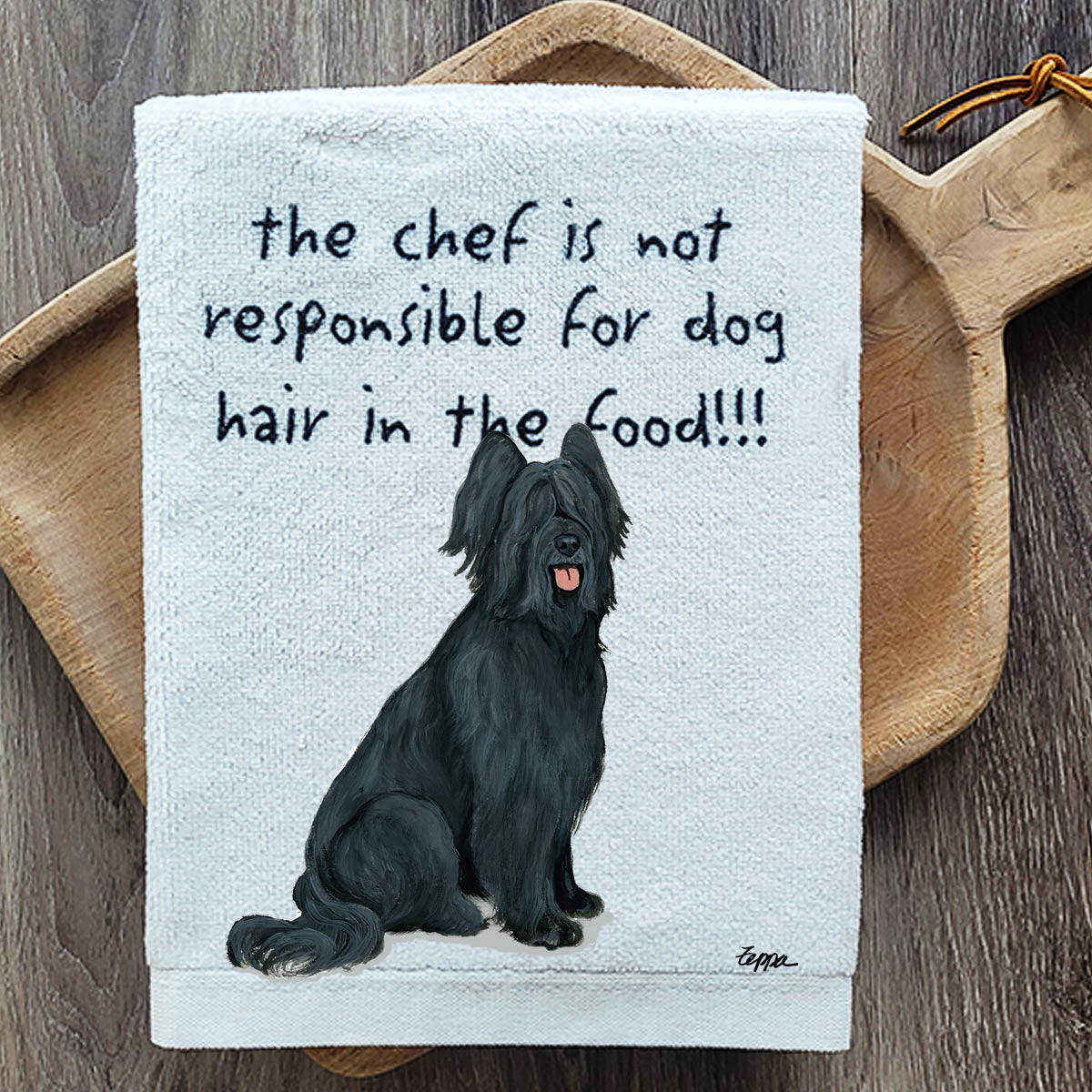 Pawsitively Adorable Black Briard Kitchen Towel