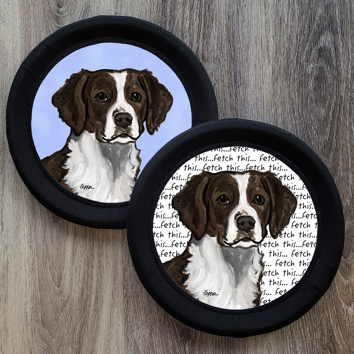 Liver and White Brittany FotoFrisby Flying Disk Dog Toy