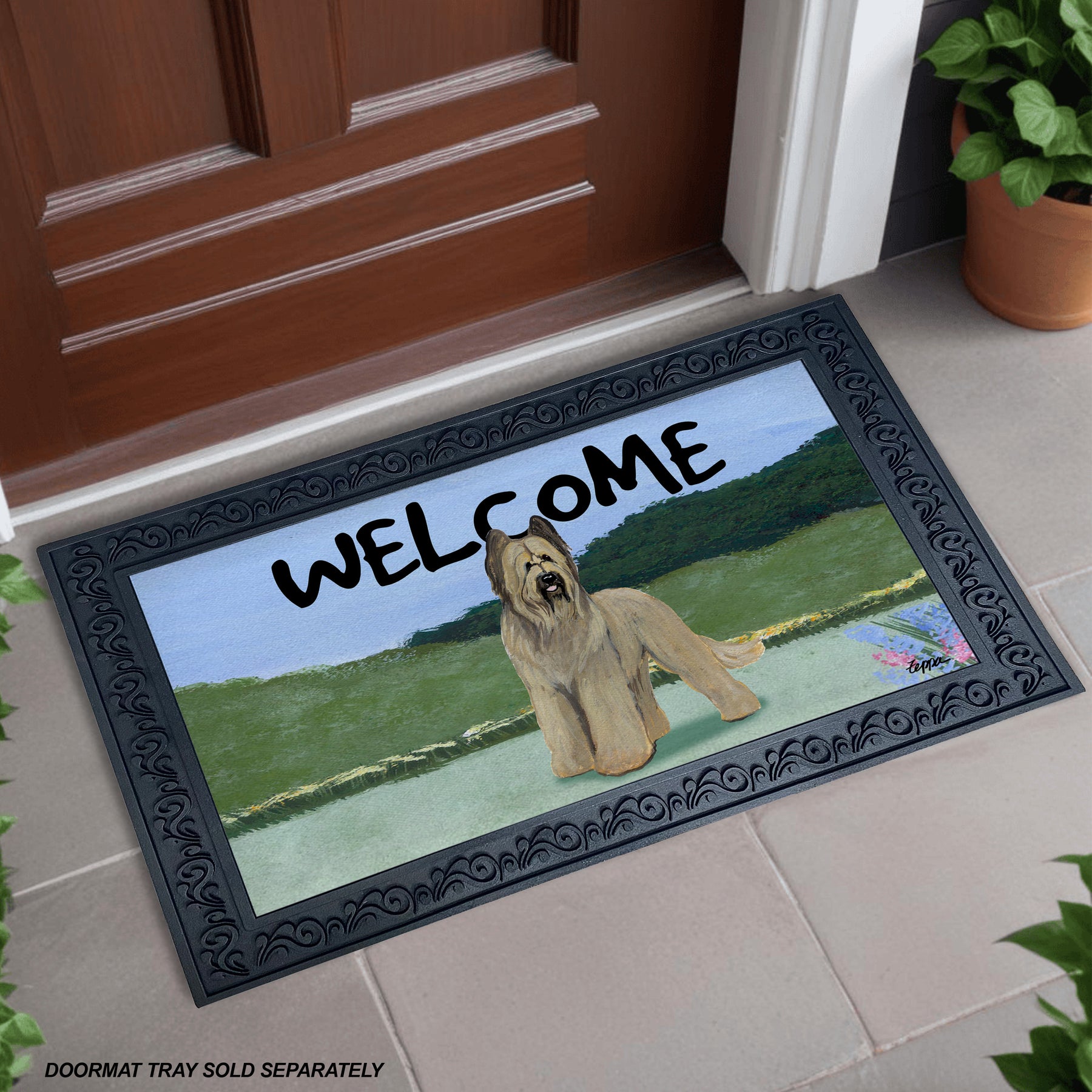 Briard Scenic Welcome Mat