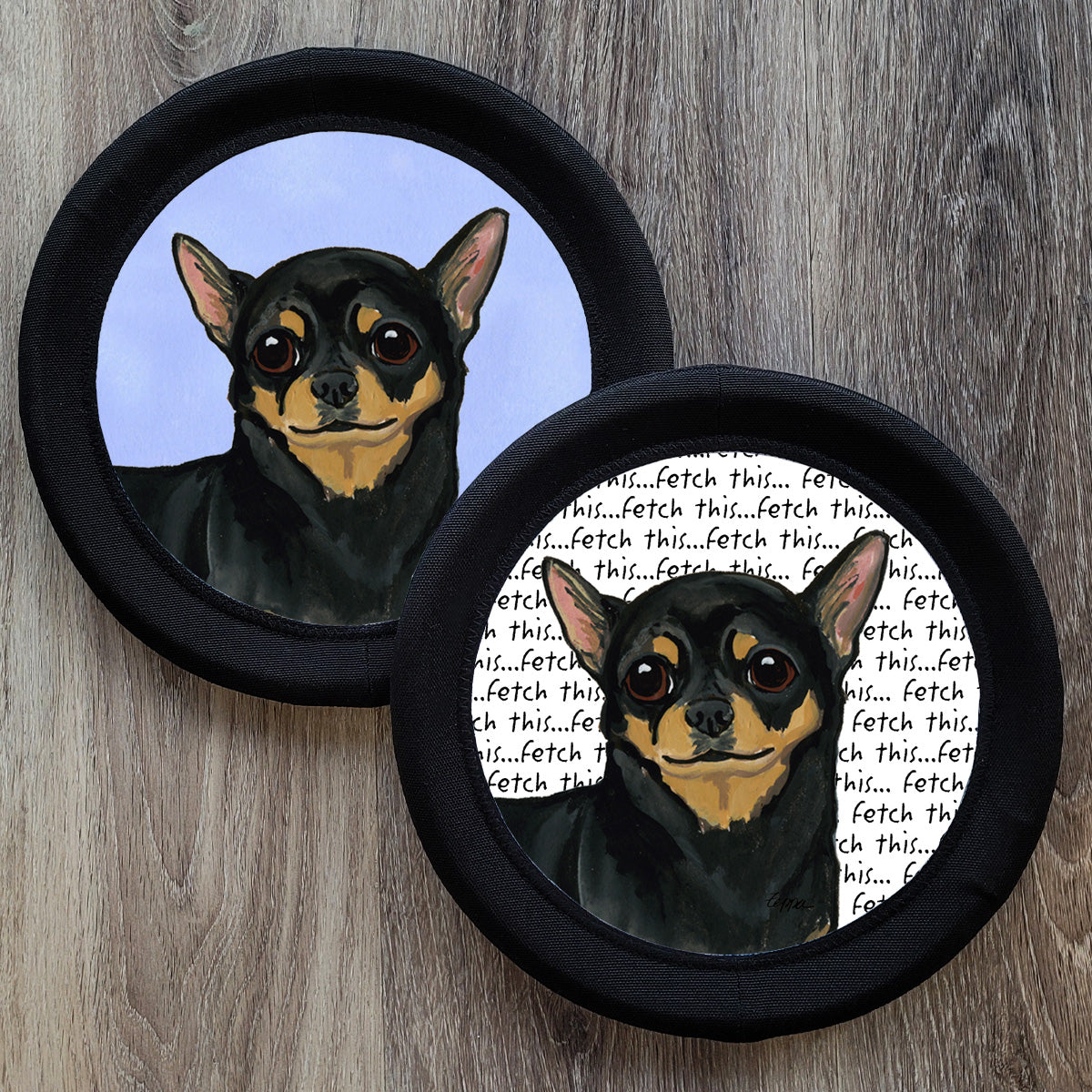 Black and Tan Chihuahua FotoFrisby Flying Disk Dog Toy