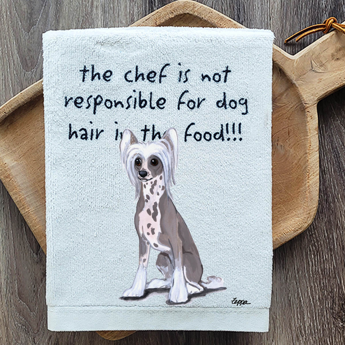 Pawsitively Adorable Chinese Crested Kitchen Towel