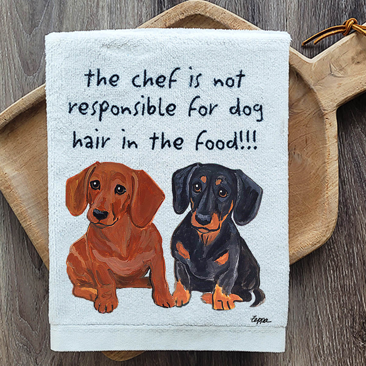 Pawsitively Adorable Dachshund Pair Kitchen Towel