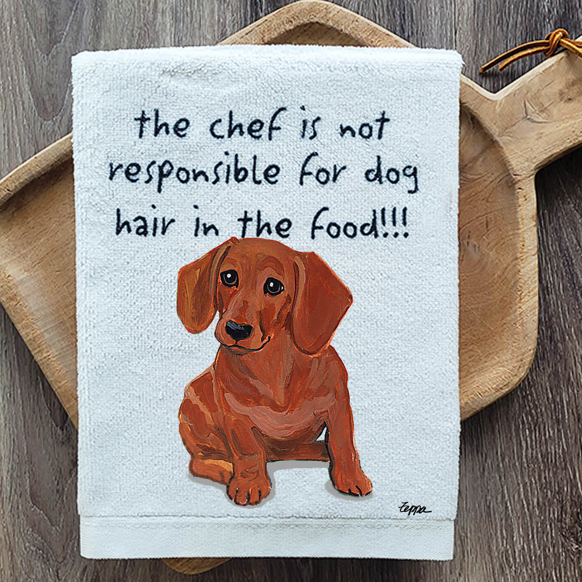 Pawsitively Adorable Red Dachshund Kitchen Towel