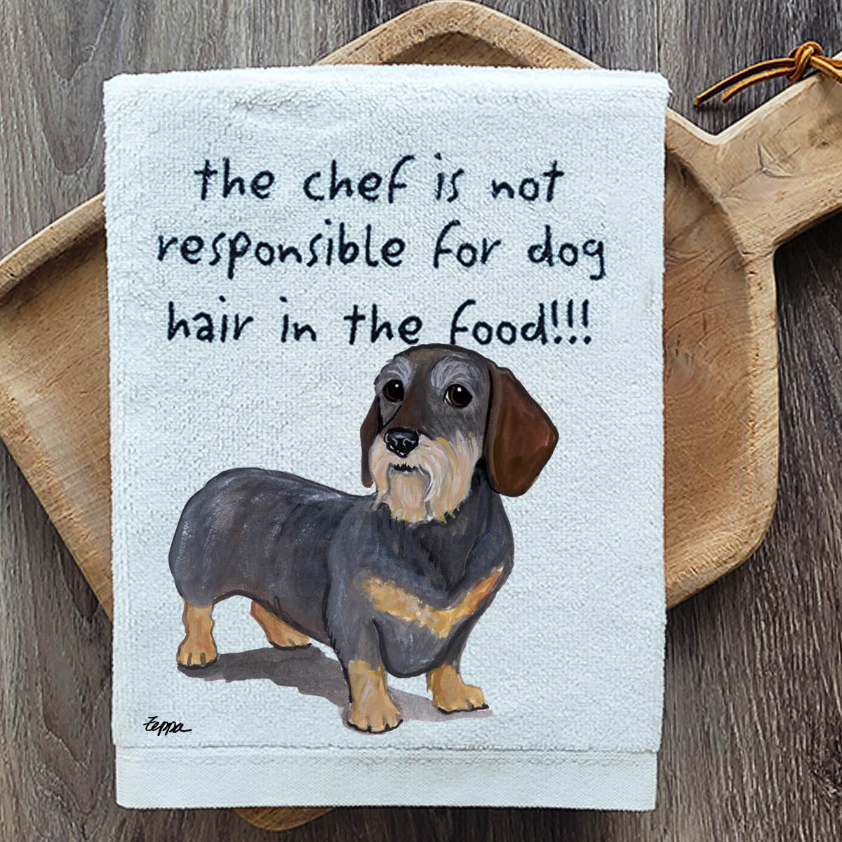 Pawsitively Adorable Wirehaired Dachshund Kitchen Towel
