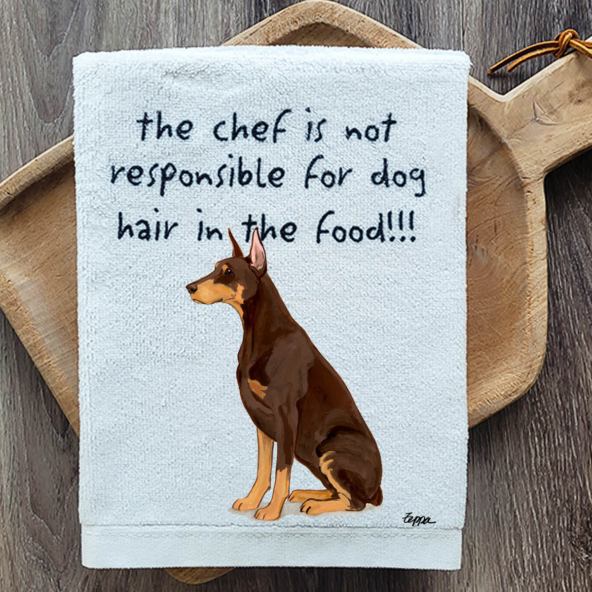 Pawsitively Adorable Red Doberman Kitchen Towel