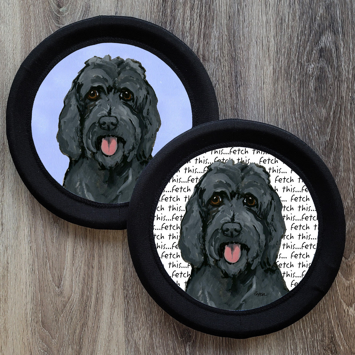 Black Labradoodle FotoFrisby Flying Disk Dog Toy