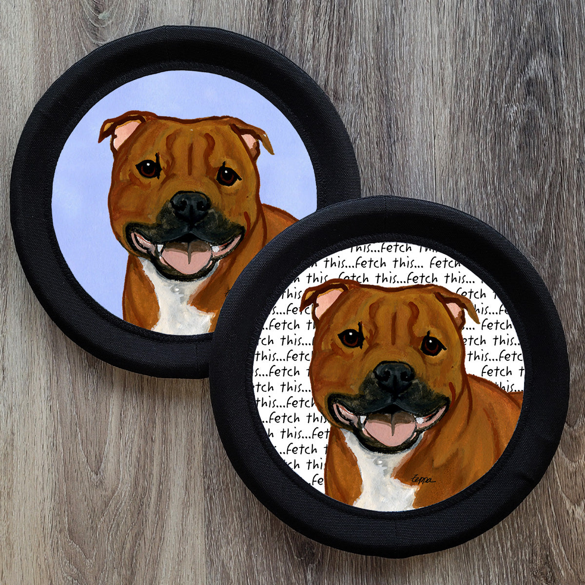 Red English Staffordshire Terrier FotoFrisby Flying Disk Dog Toy