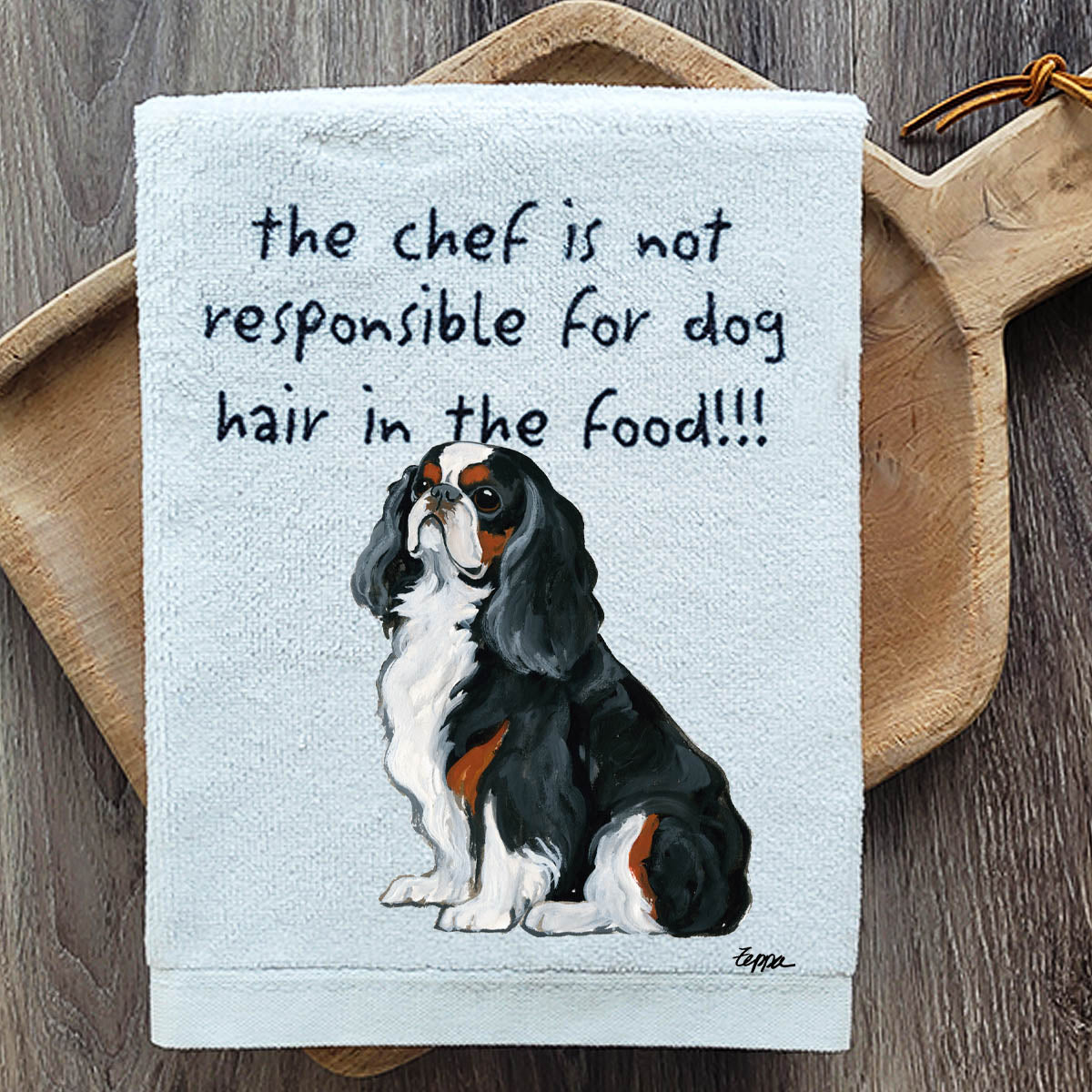 Pawsitively Adorable Tri Color English Toy Spaniel Kitchen Towel