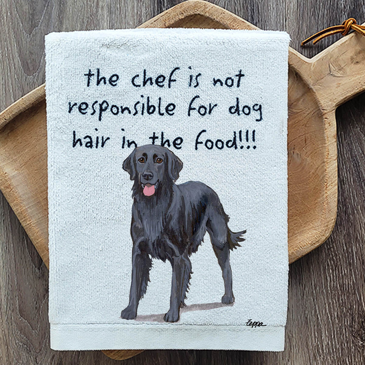 Pawsitively Adorable Flat Coated Retriever Kitchen Towel