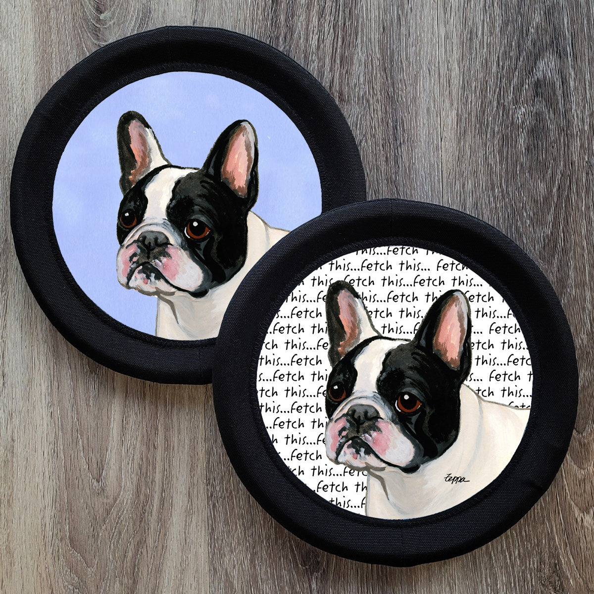 Black and White French Bulldog FotoFrisby Flying Disk Dog Toy