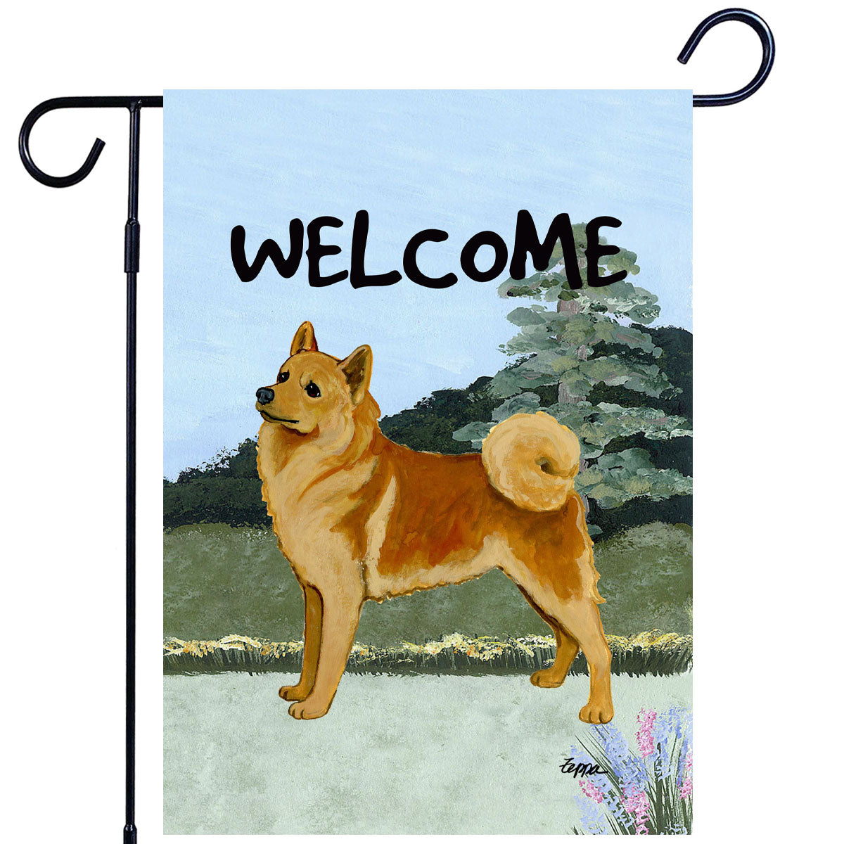 Finnish Spitz Scenic Garden Flag