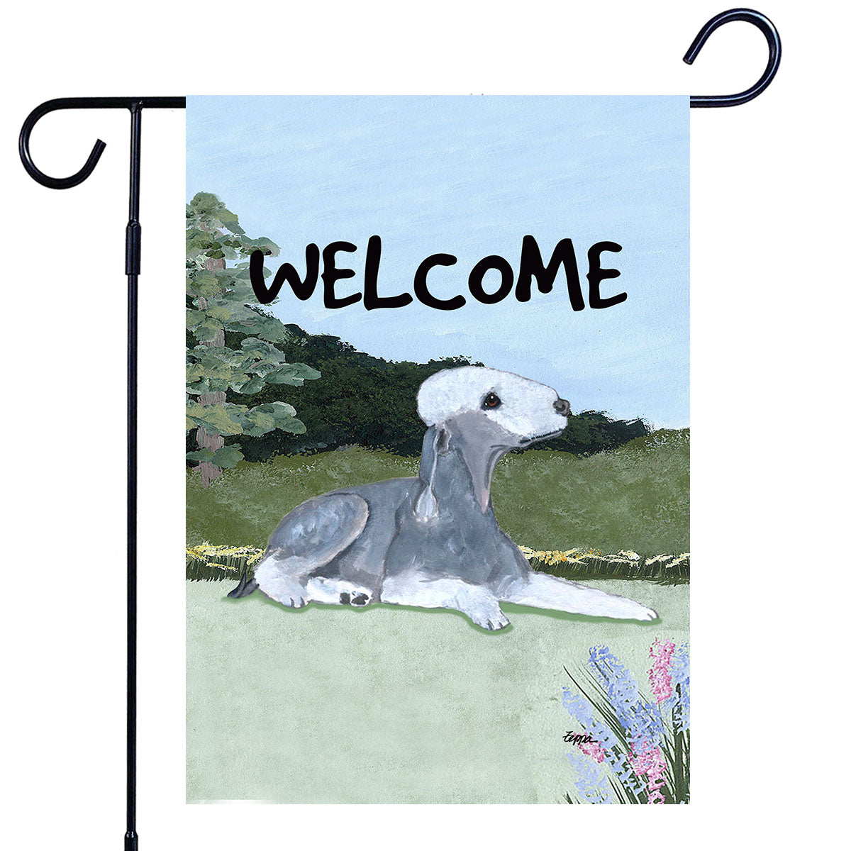 Bedlington Terrier Scenic Garden Flag