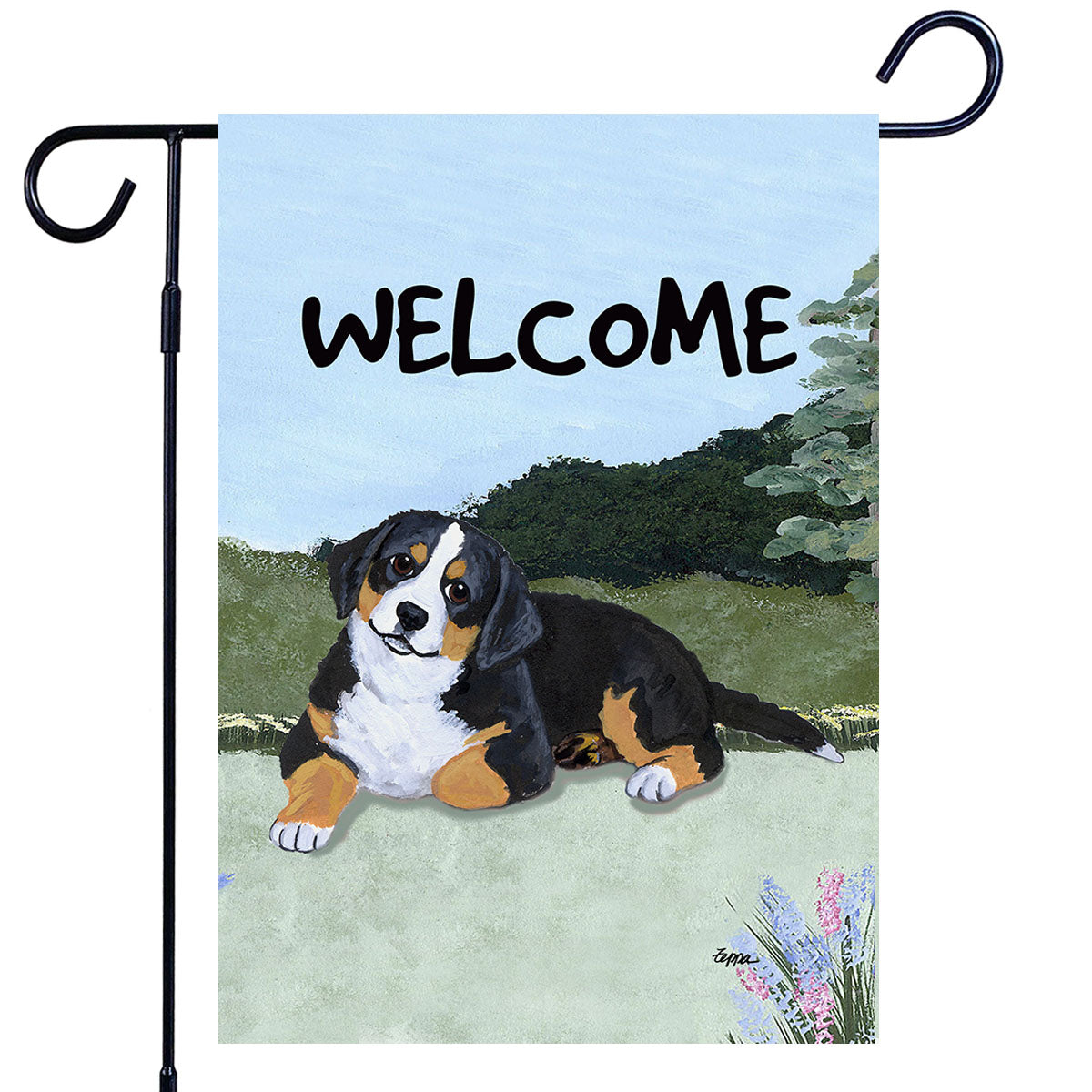 Bernese Mountain Dog Scenic Garden Flag