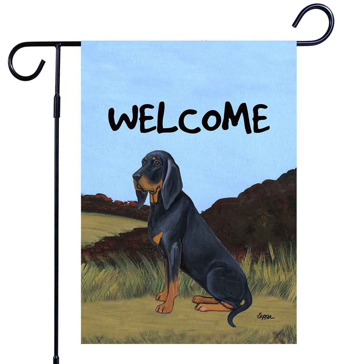 Black and Tan Coonhound Scenic Garden Flag