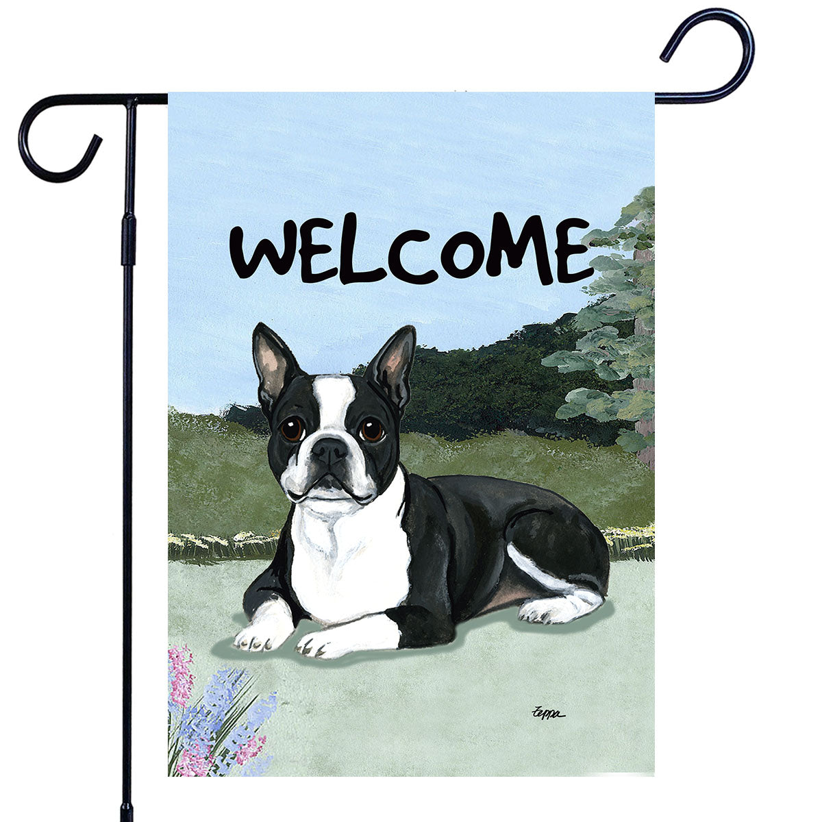 Boston Terrier Scenic Garden Flag