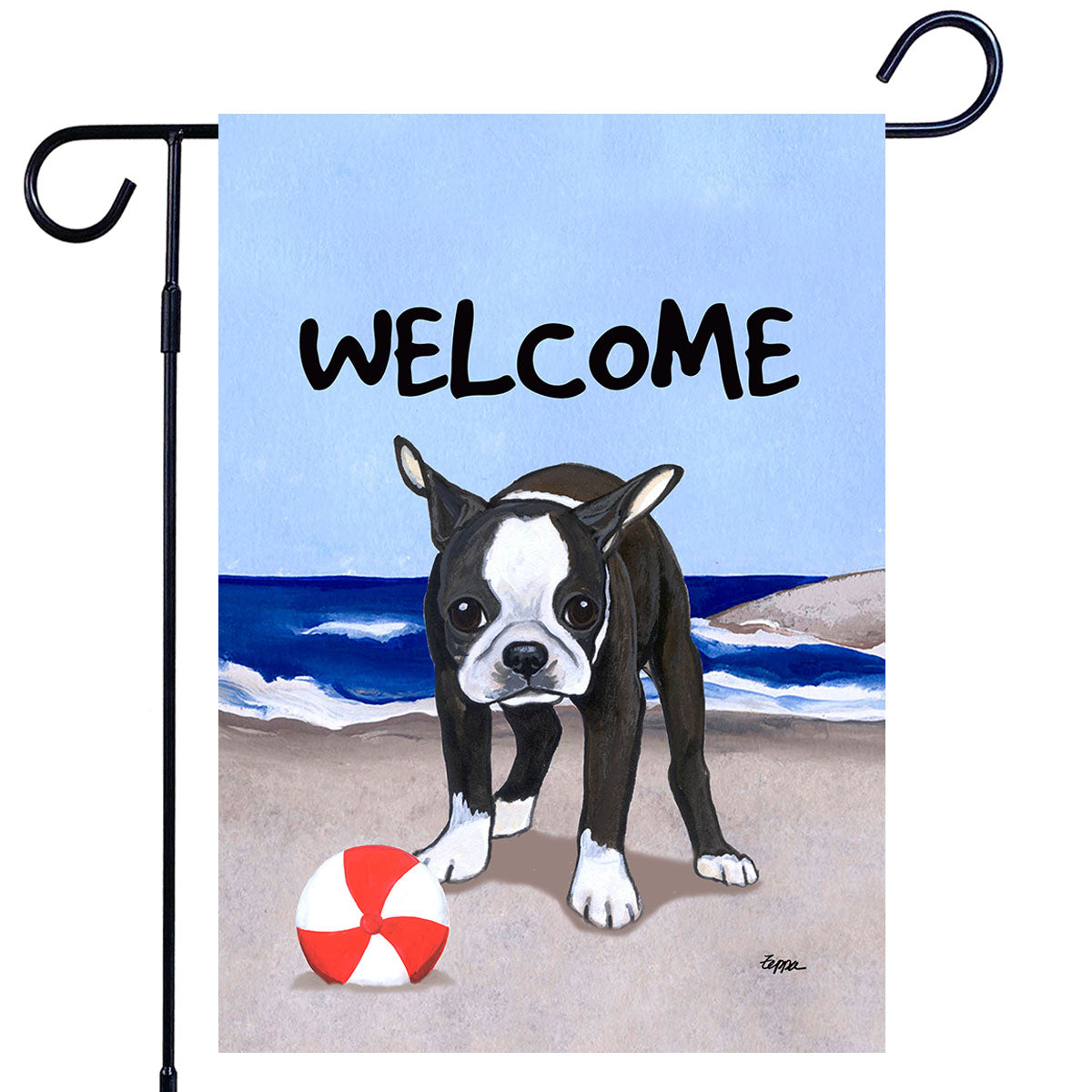 Boston Terrier Scenic Garden Flag