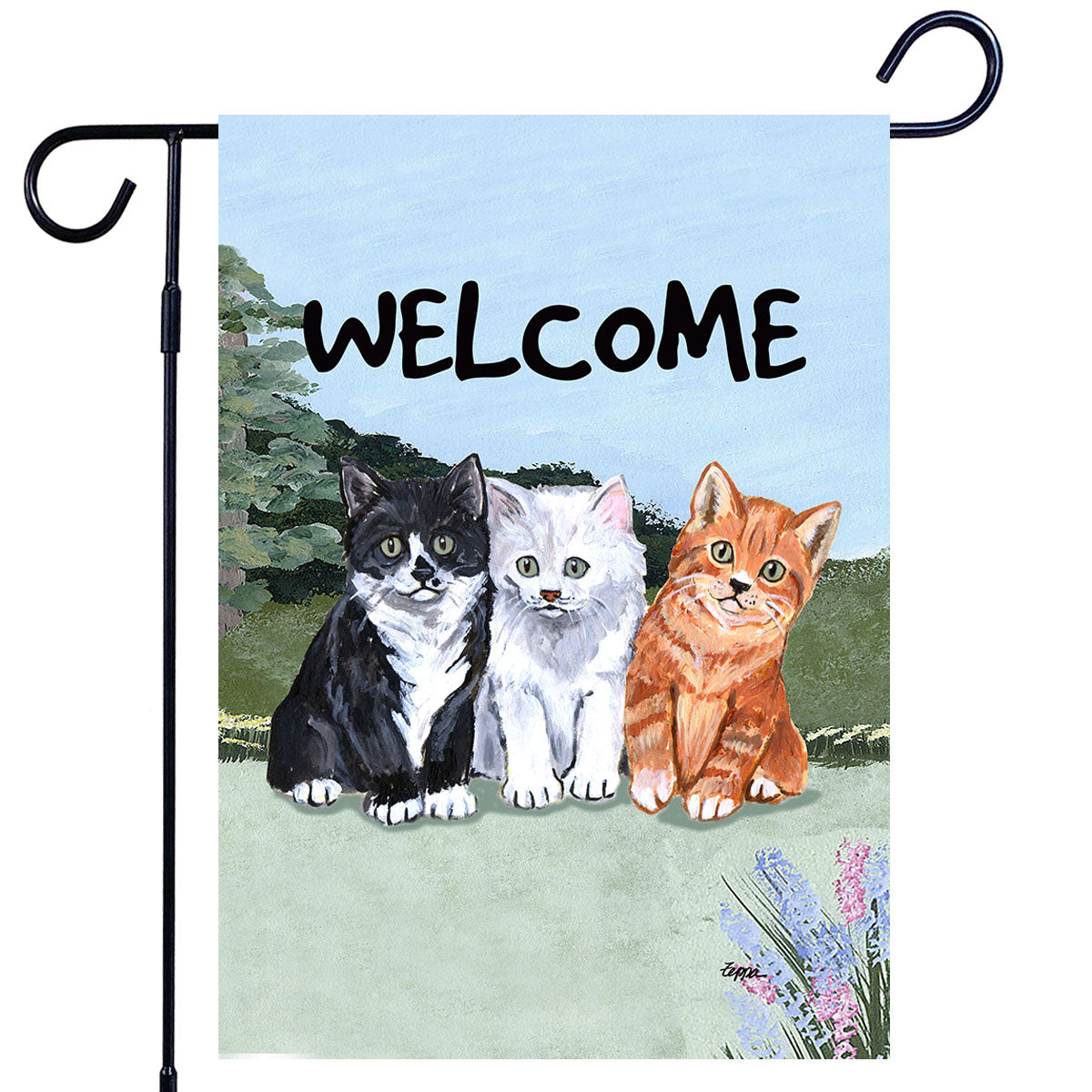 3 Kittens Scenic Garden Flag