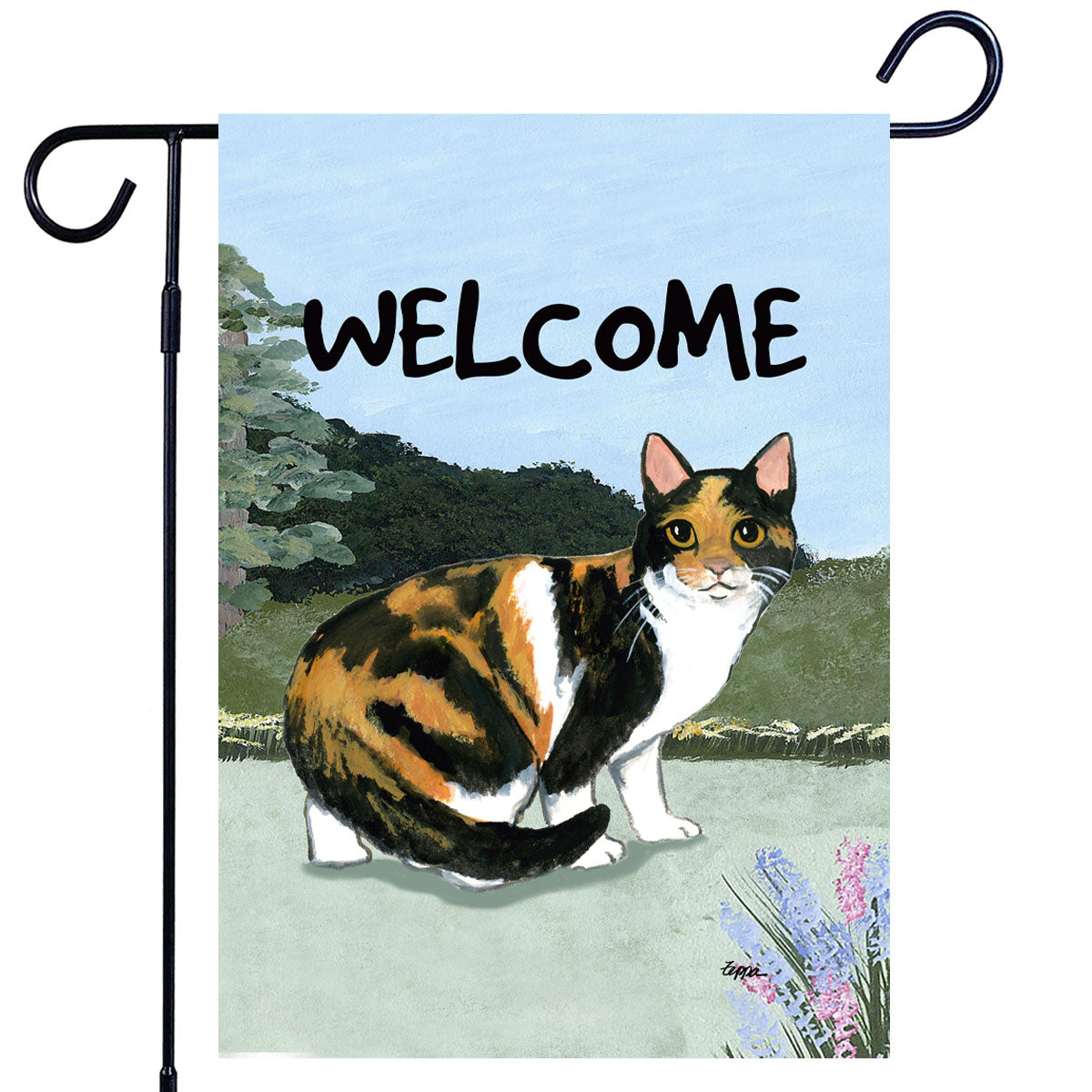 Calico Cat Scenic Garden Flag