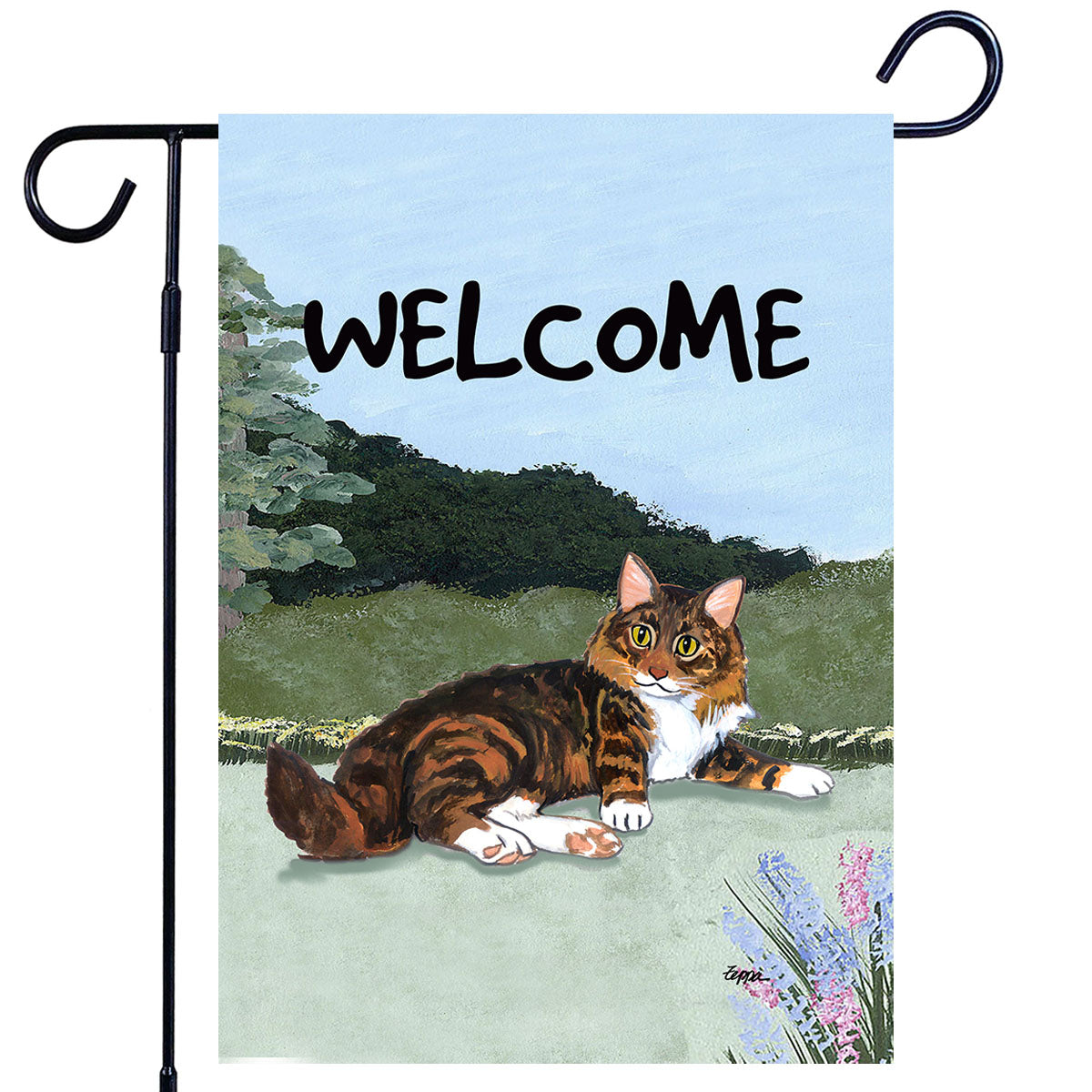 Maine Coon Cat Scenic Garden Flag