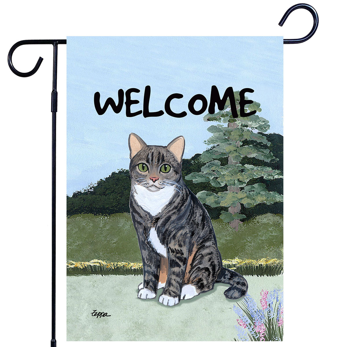 Tabby Cat Scenic Garden Flag
