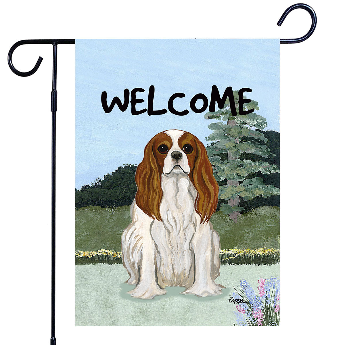 Cavalier King Charles Spaniel Scenic Garden Flag