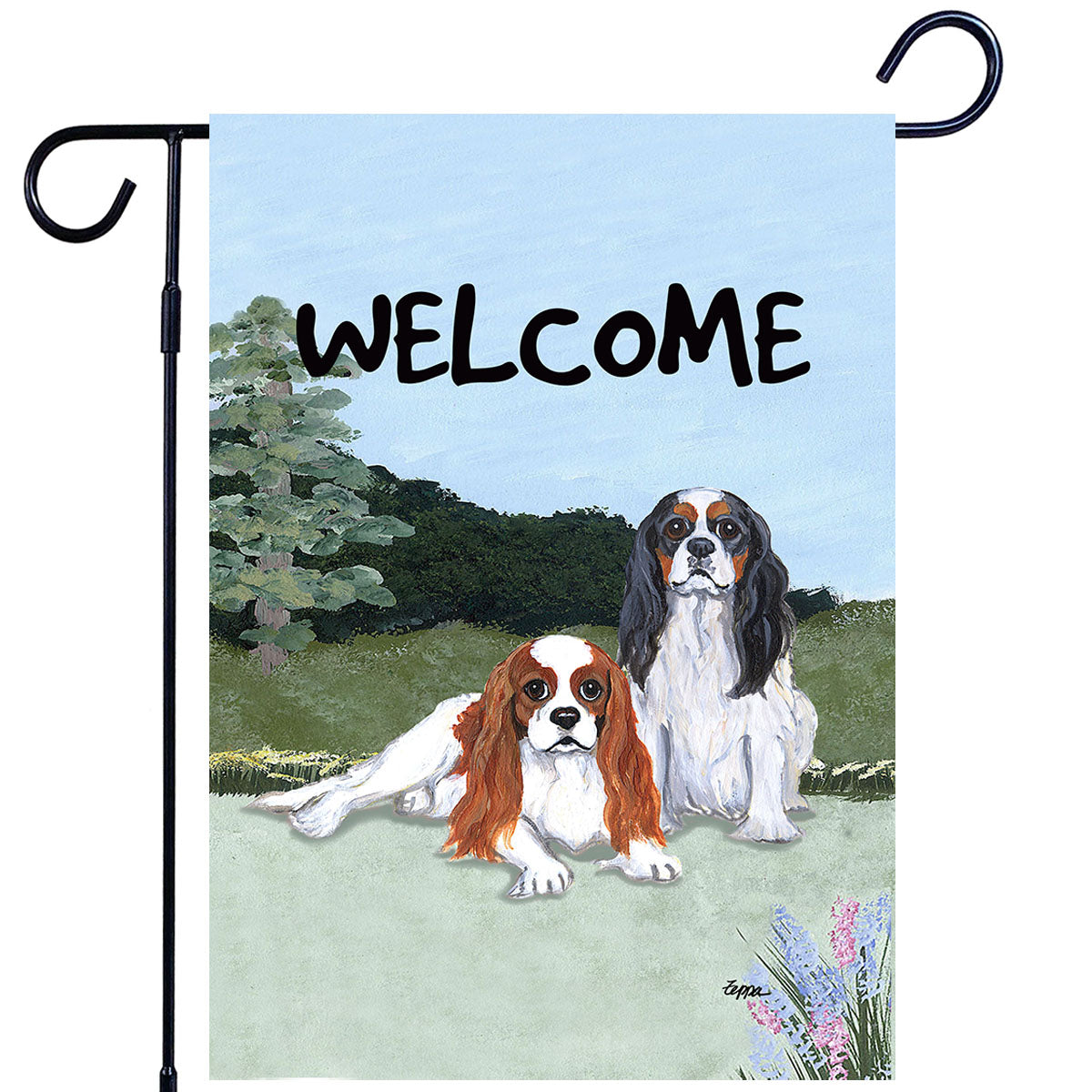 Cavalier King Charles Spaniel Scenic Garden Flag