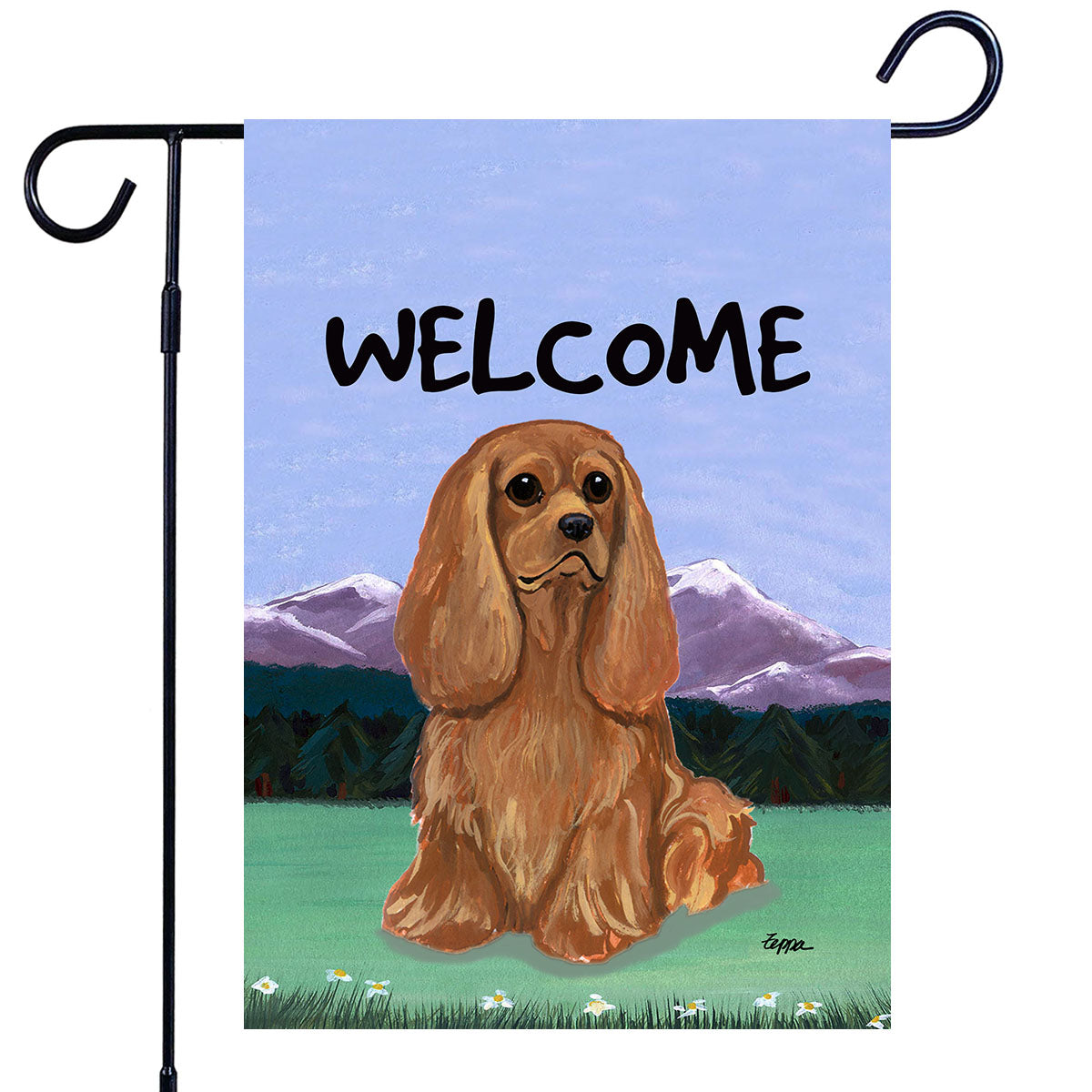 Cavalier King Charles Spaniel Scenic Garden Flag