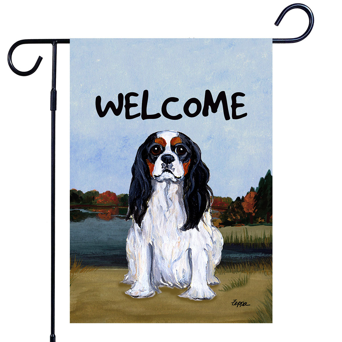 Cavalier King Charles Spaniel Scenic Garden Flag