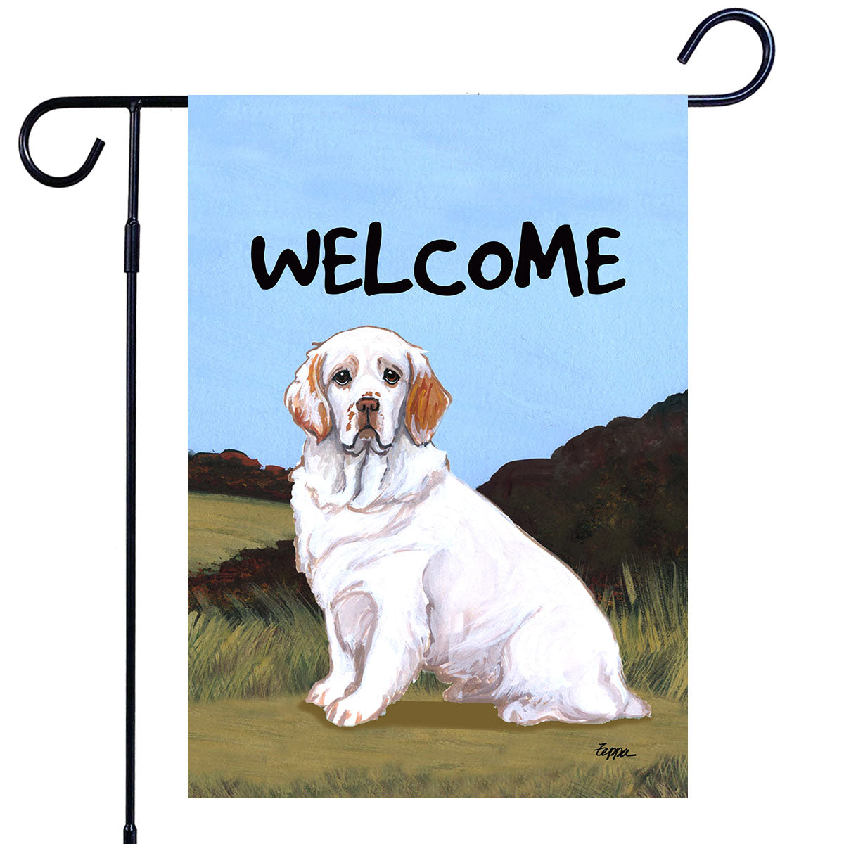 Clumber Spaniel Scenic Garden Flag
