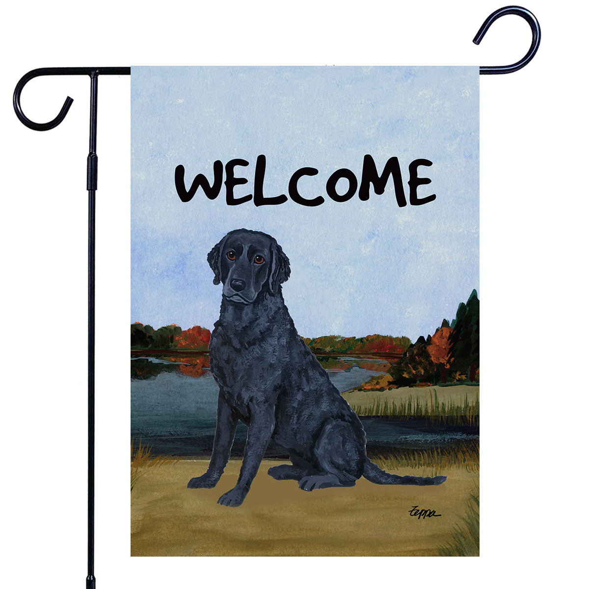 Curly Coated Retriever Scenic Garden Flag