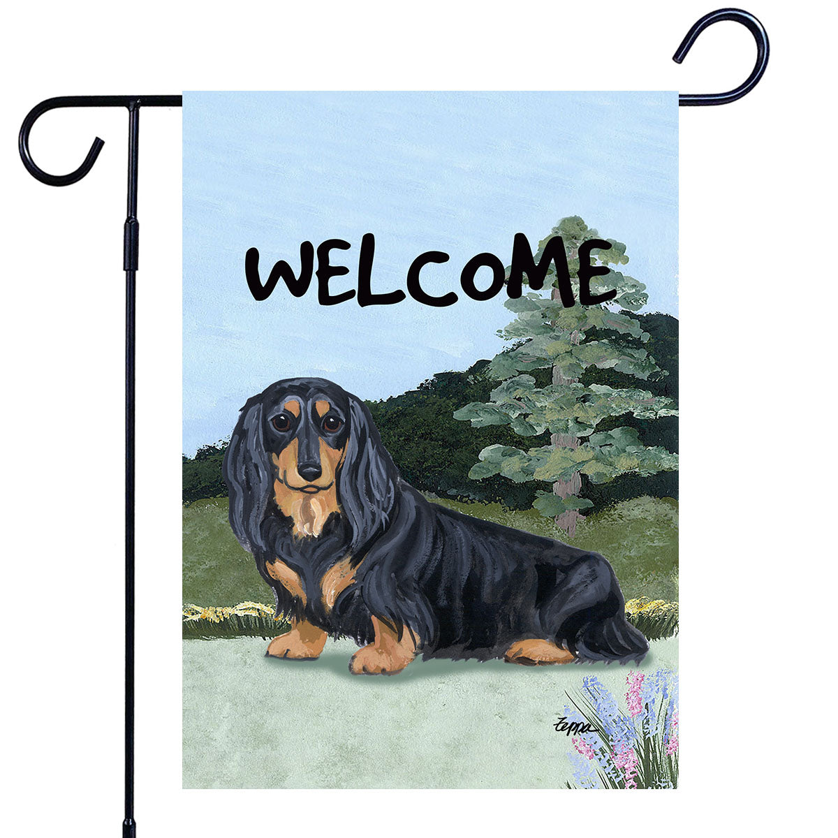 Dachshund Scenic Garden Flag