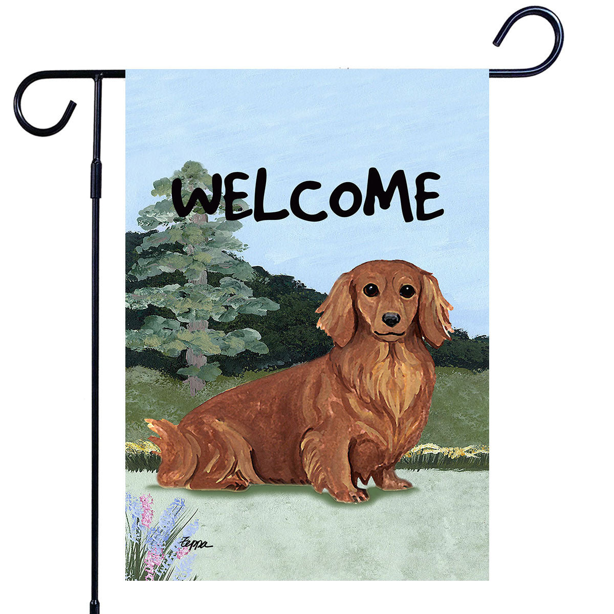 Dachshund Scenic Garden Flag