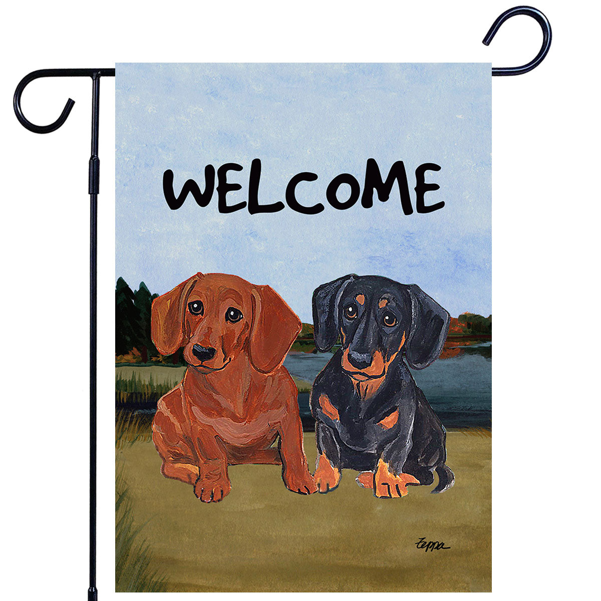 Dachshund Scenic Garden Flag